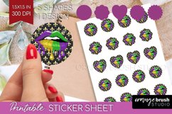 Mardi Gras Round Sticker - Carnival Printable Sticker Sheet Product Image 1