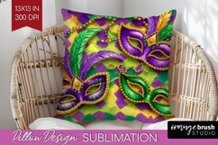 Mardi Gras Pillow Sublimation - Carnival Pillow Cover PNG Product Image 1
