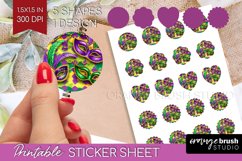 Mardi Gras Round Sticker - Carnival Printable Sticker Sheet Product Image 1