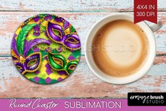 Mardi Gras Round Coaster - Carnival Coaster PNG Sublimation Product Image 1