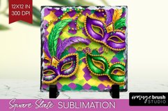 Mardi Gras Slate PNG - Carnival Square Slate Sublimation Product Image 1