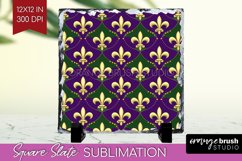 Mardi Gras Slate PNG - Carnival Square Slate Sublimation Product Image 1
