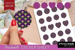 Mardi Gras Round Sticker - Carnival Printable Sticker Sheet Product Image 1
