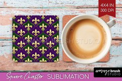 Mardi Gras Square Coaster - Carnival Coaster PNG Sublimation Product Image 1