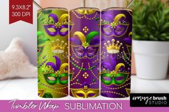 Mardi Gras Tumbler Wrap - Carnival Tumbler PNG Sublimation Product Image 1
