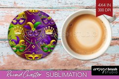 Mardi Gras Round Coaster - Carnival Coaster PNG Sublimation Product Image 1