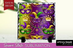 Mardi Gras Slate PNG - Carnival Square Slate Sublimation Product Image 1