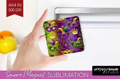 Mardi Gras Magnet Sublimation - Carnival Square Magnet PNG Product Image 1