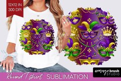 Mardi Gras Round Tshirt Background - Carnival PNG Product Image 1