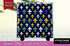 Mardi Gras Slate PNG - Carnival Square Slate Sublimation Product Image 1