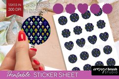 Mardi Gras Round Sticker - Carnival Printable Sticker Sheet Product Image 1