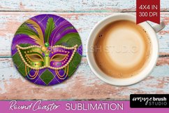 Mardi Gras Round Coaster - Carnival Coaster PNG Sublimation Product Image 1