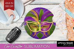 Mardi Gras Car Coaster - Carnival Coaster PNG Sublimation Product Image 1