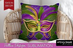 Mardi Gras Pillow Sublimation - Carnival Pillow Cover PNG Product Image 1