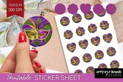 Mardi Gras Round Sticker - Carnival Printable Sticker Sheet Product Image 1