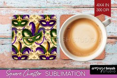 Mardi Gras Square Coaster - Carnival Coaster PNG Sublimation Product Image 1