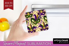 Mardi Gras Magnet Sublimation - Carnival Square Magnet PNG Product Image 1