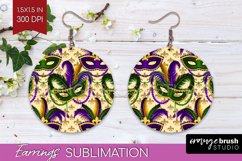 Mardi Gras Round Earrings - Carnival PNG Sublimation Product Image 1
