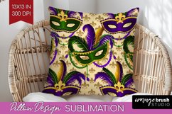 Mardi Gras Pillow Sublimation - Carnival Pillow Cover PNG Product Image 1
