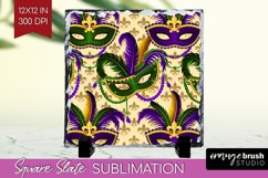 Mardi Gras Slate PNG - Carnival Square Slate Sublimation Product Image 1