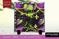 Mardi Gras Slate PNG - Carnival Square Slate Sublimation Product Image 1
