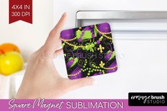 Mardi Gras Magnet Sublimation - Carnival Square Magnet PNG Product Image 1