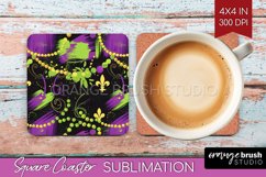 Mardi Gras Square Coaster - Carnival Coaster PNG Sublimation Product Image 1