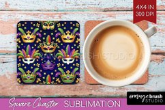 Mardi Gras Square Coaster - Carnival Coaster PNG Sublimation Product Image 1