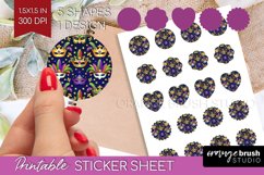 Mardi Gras Round Sticker - Carnival Printable Sticker Sheet Product Image 1