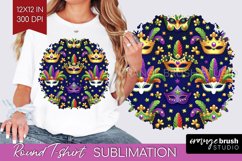 Mardi Gras Round Tshirt Background - Carnival PNG Product Image 1