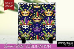 Mardi Gras Slate PNG - Carnival Square Slate Sublimation Product Image 1