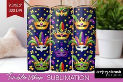 Mardi Gras Tumbler Wrap - Carnival Tumbler PNG Sublimation Product Image 1