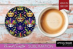 Mardi Gras Round Coaster - Carnival Coaster PNG Sublimation Product Image 1