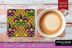 Mardi Gras Square Coaster - Carnival Coaster PNG Sublimation Product Image 1