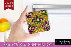 Mardi Gras Magnet Sublimation - Carnival Square Magnet PNG Product Image 1