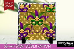 Mardi Gras Slate PNG - Carnival Square Slate Sublimation Product Image 1