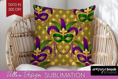 Mardi Gras Pillow Sublimation - Carnival Pillow Cover PNG Product Image 1