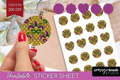 Mardi Gras Round Sticker - Carnival Printable Sticker Sheet Product Image 1