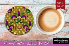 Mardi Gras Round Coaster - Carnival Coaster PNG Sublimation Product Image 1