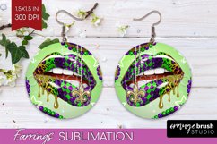 Mardi Gras Round Earrings - Carnival PNG Sublimation Product Image 1