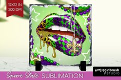 Mardi Gras Slate PNG - Carnival Square Slate Sublimation Product Image 1