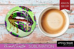 Mardi Gras Round Coaster - Carnival Coaster PNG Sublimation Product Image 1