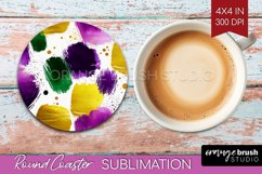 Mardi Gras Round Coaster - Carnival Coaster PNG Sublimation Product Image 1
