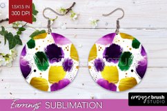 Mardi Gras Round Earrings - Carnival PNG Sublimation Product Image 1