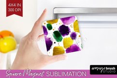 Mardi Gras Magnet Sublimation - Carnival Square Magnet PNG Product Image 1