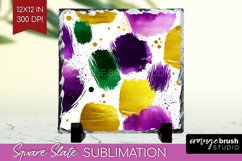 Mardi Gras Slate PNG - Carnival Square Slate Sublimation Product Image 1