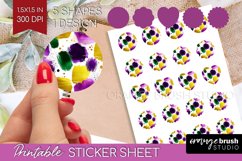 Mardi Gras Round Sticker - Carnival Printable Sticker Sheet Product Image 1