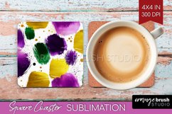 Mardi Gras Square Coaster - Carnival Coaster PNG Sublimation Product Image 1