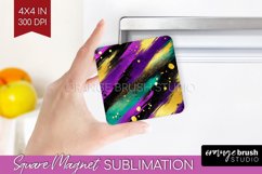Mardi Gras Magnet Sublimation - Carnival Square Magnet PNG Product Image 1
