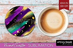 Mardi Gras Round Coaster - Carnival Coaster PNG Sublimation Product Image 1